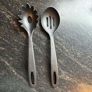 Tramontina Made In Brazil Black Pasta Spoon And Server Lot Of 2